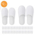 Disposable Slippers,12 Pairs Closed Toe Disposable Slippers Fit Size for Men and Women for Hotel, Spa Guest Used, (White). 