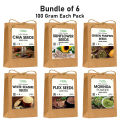 Bundle Of 6 Pumpkin Seeds + Sunflower Seeds + Flax Seeds + Sesame Seeds + Chia Seeds + Moringa Powder – Nutrient-Rich Superfood Blend for Health and Wellness. 
