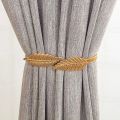 Metal Curtain Tiebacks Leaf Shape Adjustable Drapery Holders. 