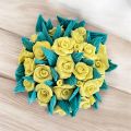 Handmade Polymer Clay Floral basket – Yellow Roses with Green Leaves. 