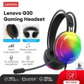 Lenovo G30 LED Gaming Headphones USB&3.5MM Wired Headsets With Microphone 7.1 Surround Sound Retractable Active Noise Cancelling Headphone Over Ear Earphone. 