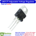 6Pcs LM317T Adjustable Voltage Regulator IC Pack 1.2V–37V 1.5A TO-220 Power Supply Module for DIY Electronics by Electrica. 
