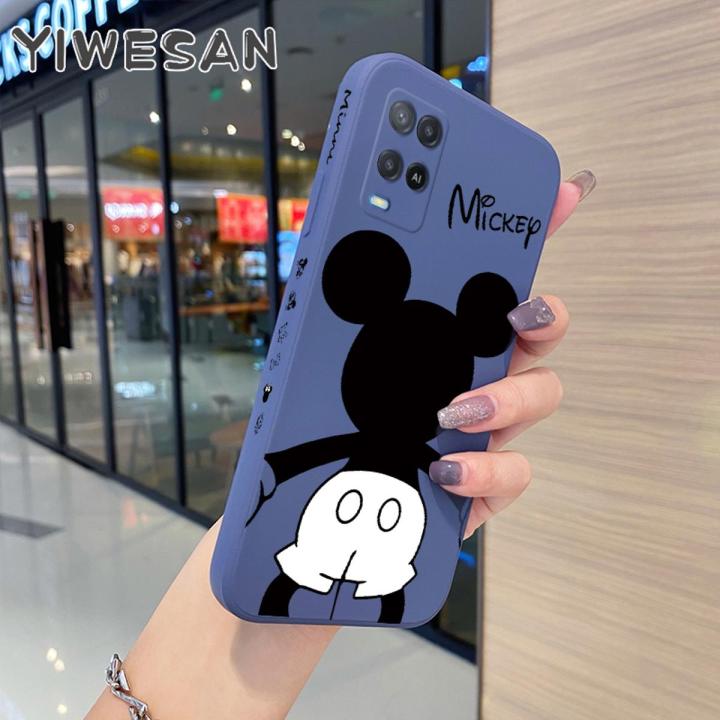 For OPPO A54 2021 4G Case Cartoon Cute Mickey Mouse New Design Side Phone Case Square Edge Pattern Silicone Cases Full Cover Camera Casing Shockproof Softcase Protection Case