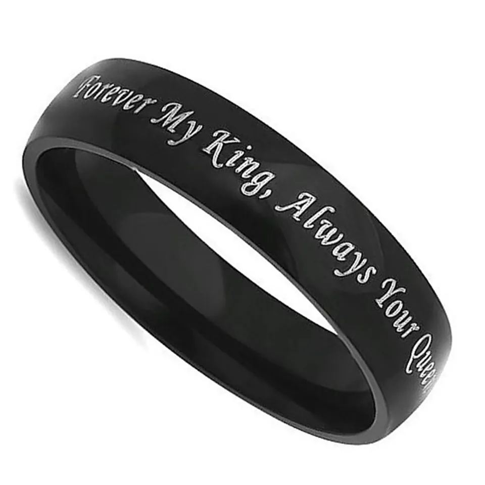 Couple Rings Smooth Uni Always Your King Black Promise Ring