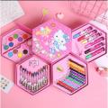 Multicolor Art Box Coloring Box Set - Art Set Colour Kit 46 Pcs for Girls & Boys ( RANDOM DESIGN / COLOUR ) Crayons - Color Pencils - Water Color Arts & Craft for Kids School Accessories. 