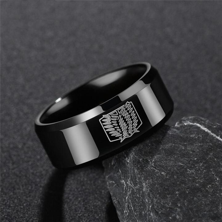 Attack on Titan Ring Anime Wings of liberty Flag Jewelry For Men Women