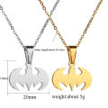 Amazon Hot Selling Creative Versatile Fine Polished Batman Necklace Stainless Steel Animal Pendant for Women. 
