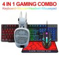 Best For Gaming - Gaming 4-in-1 Advanced Gaming Combo  For Gamers Keyboard Mouse Headset Mousepad Set Mechanical Feel Game 104 Keys Keyboards 1200DPI Mice Headphone Combos for PC Gamer Electro Accessories. 