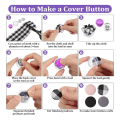 100 Sets Cover Buttons Kit with Tools Size Buttons to Cover Self Cover Buttons DIY Fabric Cloth Cover Buttons Easy Install Easy to Use 0.59 Inch. 
