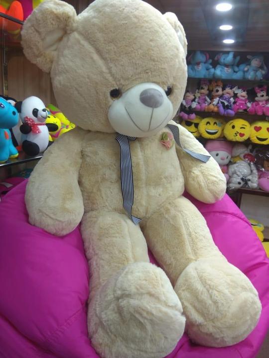 Big ribbon teddy bear stuff toy -light brown- 85cm -xl