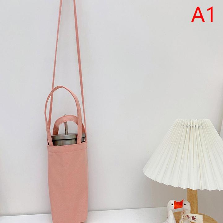 Water Bottle Bag Crossbody Simple Solid Color Cup Protector Portable Jing