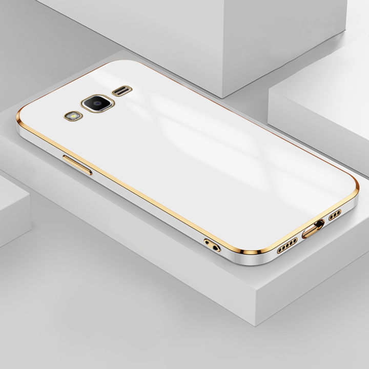 For Samsung Galaxy J7 Core / J7 2015 Back Cover Luxury 6D Plating Square Frame Shiny Case Camera Lens Protection Soft Silicone Mobile Phone Cases
