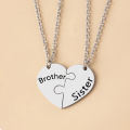 2 Pcs/Set Brother Sister Matching Necklace Stainless Steel Heart Puzzle Pendant Necklaces Family Jewelry Gifts. 