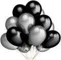 Silver Happy Birthday Foil Balloon For Birthday Party Decoration with '10'pcs Blue,'10'pcs Black, '10'pcs Silver Latex Balloons Theme Set For Birthday Decoration and Celebrations- Birthday accessories. 