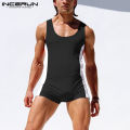 INCERUN Mens Sleeveless Leotard Gym Sport Jumpsuits Bodysuit Training Underwear Shorts ( ). 