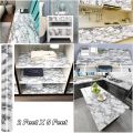 2 Feet X 5 Feet Self Adhesive  Dark Grey Marble Grain Furniture Decor Kitchen Counter Shelf living Room Drawing Room Cabinet Table Door Water Proof Sticker Wallpaper. 