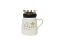 White Queen Crown Luxury Elite Design Mug With Crown Lid Ceramic Coffee Cup. 
