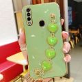 LECOMES for Samsung Galaxy A20s Back Cover with Love Heart Bracelet Chain Luxury 6D Plating Shiny Soft Silicone Mobile Phone Case Pouch Girls. 