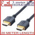 SUPER HDMI LONG CABLE 20M 20 METER BLACK 20 Meter Length (ROUND CABLE) Super Hdmi Long Cable 20M 20 Meter Length for Laptop to LED hdmi Black HDMI Cable High Speed 4K Compatible High Definition Multimedia Interface male to male for Clear Crystal Display T. 