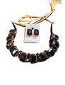 Premium Quality Black Stones Choker Necklace With Earrings. 