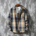 Plaid Shirt Men Long Sleeve Loose Large Size Trendy Casual Korean Shirt. 