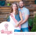 Pink Daddy to Badge Gender Reveal Baby Shower Party Decoration Set for Expectant Parents Mommy to Sash Daddy to Badge Photo Prop Blue Pink Theme Blue Mommy to Sash. 
