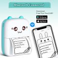 Pocket Inkless Mini Printer - 12 x Sticky Paper Roll & 12 x Thermal Paper Roll - Thermal Portable Bluetooth Wireless Mini Printer For Kids - For Photo, Picture, Office Receipt, Label Note, QR Code - Compatible With IOS & Android - Pink & Blue. 