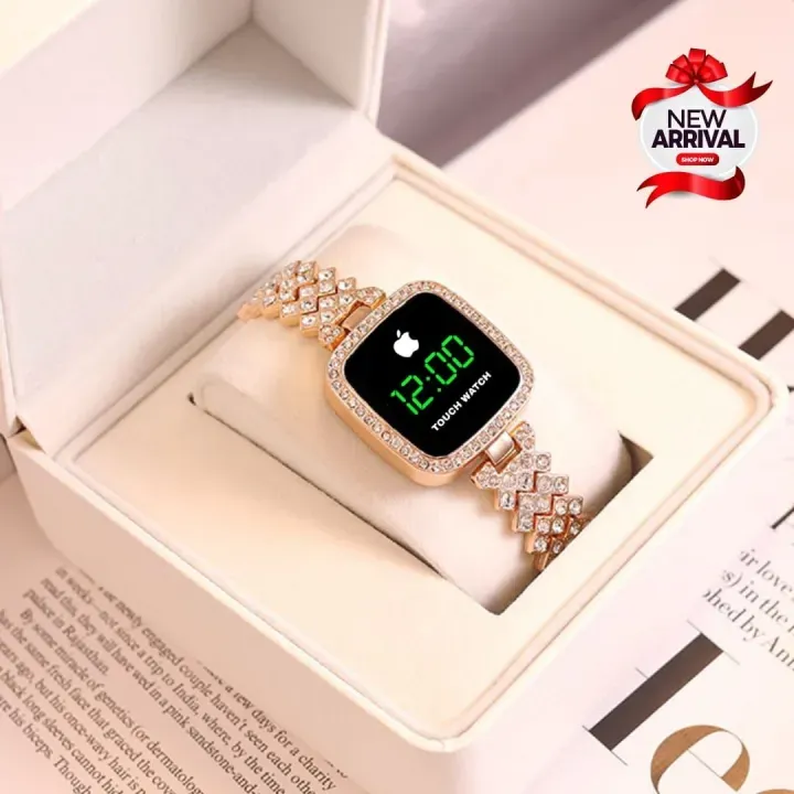 Diamond%20Digital%20Touch%20Screen%20LED%20Watch%20For%20Girls%20With%20Bracelet%20-%20Wrist%20Watches%20in%20Round%20and%20Square%20Dial%20For%20Women's%20With%20Diamond%20Stainless%20Steel%20Chain%20-%20Ladies%20Silver%20Jewellery%20Watches%20-%20Image%204