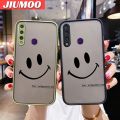 JIUMOO For Huawei Y6P Case Fashion Simple Smile Face Frosted Transparent Back Cover Lens Camera Protect Phone Case Edge Full Cover Casing Hard Cases. 
