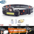 Multifunctional Waterproof LED Headlamp XPE + COB USB Rechargeable Headlight Head Torch high power Head Lamp. 