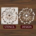 Gerbera Daisy Flowers Reusable Stencil For Canvas And Wall Painting. 