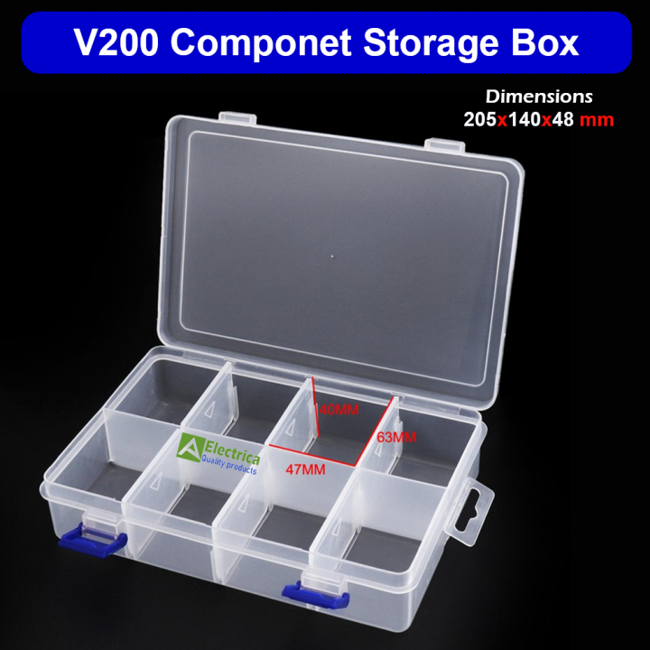 Transparent Plastic Tool Box V-200 Component Box Parts Box Storage Box Electronic Component Box by Electrica