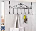 "Over the Door Hanger - Rod Iron Space-Saving Organizer for Coats, Towels, Bags & Hats - Easy to Install, Heavy-Duty Door Hook for Bedroom, Bathroom, or Office - Fits Standard Doors - Multi-Purpose Hook Rack for Clothes & Accessories - No Drilling Require. 
