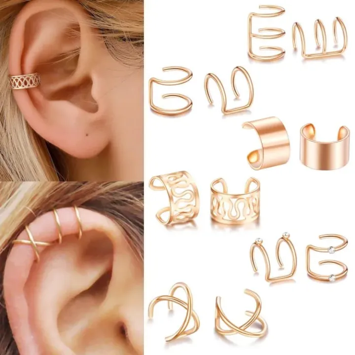 Ear%20Cuff%20Non%20Piercing%20%E2%80%93%206%20Pairs%20of%20Ear%20Clips%20Fashion%20Earring,%20Wrap%20Design%20Metal%2012pcs/Set%20Earrings%20for%20girl%20&%20woman%20-%20Image%205