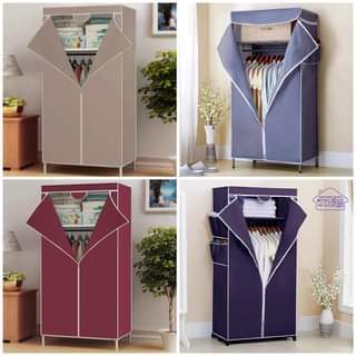 Foldable Canvas Wardrobe (SMALL MEDIUM LARGE) Clothes Rack with Dustproof Non-woven Fabric Cover Clothes Closet Storage MULTICOLOR