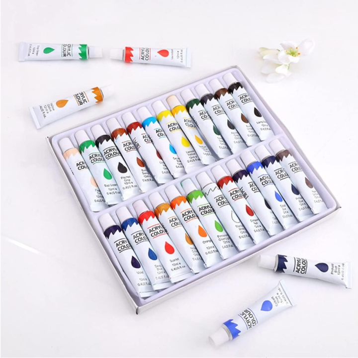 12 PCS Acrylic Paint For Skilled Artists Acrylic Paint Set  Professional-Grade Acrylic Paint Tubes Artist Acrylic Painting Acrylic Paint Box (6ML & 12ML