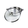 Stainless Steel Hot Pot 20cm Diameter with  Glass Lid 1.9 Litre. 