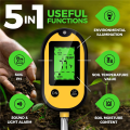 5-In-1 Soil Moisture Meter, Environment Illumination/Sunlight Intensity, Soil Temperature Value, Soil Moisture Content Easy to Use. 