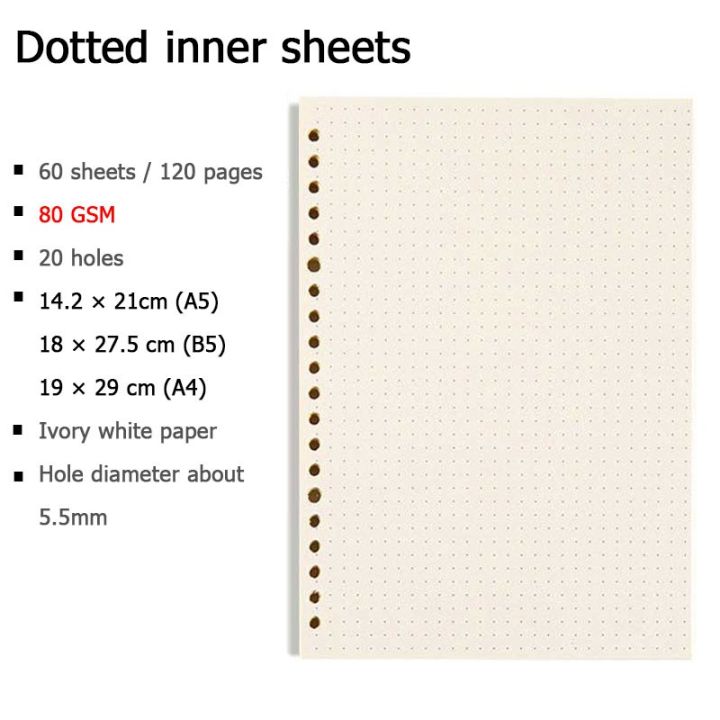 Loose Leaf Refill Binder Notebook A4/B5/A5 Replacable Metal Ring Planner Bullet Journal Diary Blank/Line/Grid/Cornell Available Office&School Supplies Stationery/gift