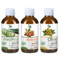 Bio Shop™ Set of 3  Aleo vera oil  Almond Oil  Olive Oil - 100% Pure & Natural Best for Skin & Hair care Recipes. 