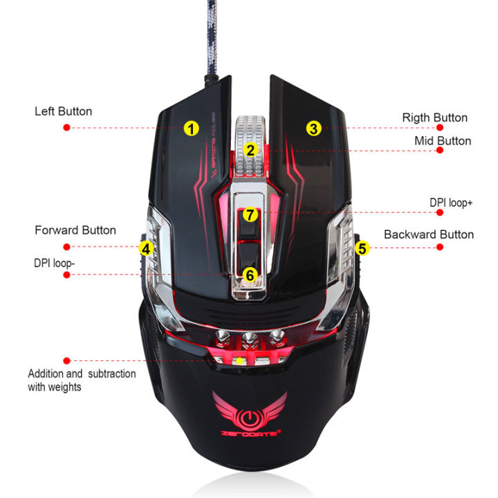 X900 Macro Definition Gaming Mouse  software control 7-Key USB Wired Mouse 3200dpi 4-Level Adjustable Optical Gaming Mouse for Home Office