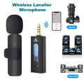K35 Wireless Microphone Dual Lavalier Set – Noise Reduction, Plug & Play, Long Battery Life (Compatible with Smartphones, Cameras & Laptops). 