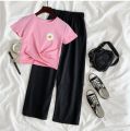 Summer Soft And Comfy Casual Suit Half Sleeve Tshirt And Flapper Trouser combo For Women And Girls. 