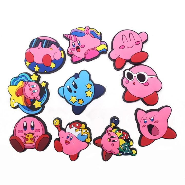 【HOT】 Kirby Clogs Shoe Buckle Cartoons Croc Charms PVC Novelty Cute Shoes Decoration Wholesale Charms For Boys Girls X-Mas Party Gifts