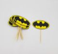 BATMAN THEME CUPCAKE TOPPERS YELLOW - PACK OF 10 CUPCAKE TOPPERS - BATMAN CUPCAKE TOPPERS. 