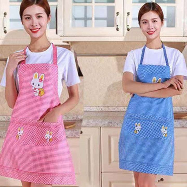 Cartoon Rabbit Household Bib With Pocket Adjustable Cleaning Aprons Oil-proof Cooking Apron