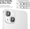 Camera Lens Protector for iPhone 13 and iPhone 13 Mini,Ultra Clear HD Tempered Glass,Aluminum Alloy Lens Screen Ring Cover Film [Anti Scratch][Night Circle] - Starlight White. 