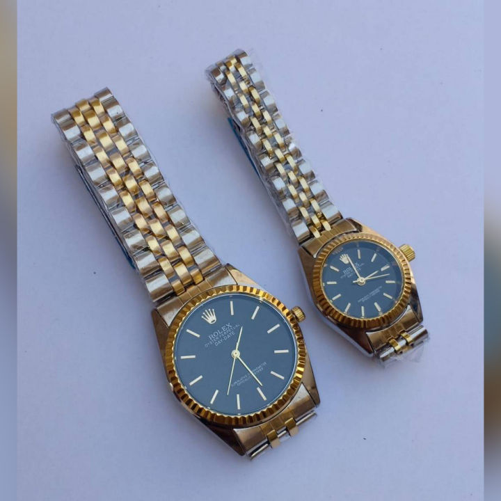 Silver & Gold Stainless Steel Couple Watches