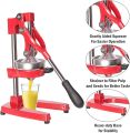 Vilobos Heavy Duty Manual Citrus Juicer Stainless Steel Hand Press Juice Squeezer with Cast Iron Base and Handle Lemon Orange Juicing Presser (Red). 