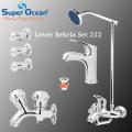 Bathroom Set Shower Set Wall Mounted Complete Bathroom Fitting 100% Brass Chrome Super Ocean Sanitary fittings Lever Bahria Set. 